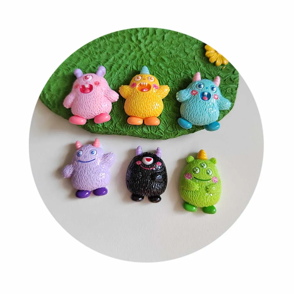 Cute Cartoon Monster Flatback Resin Cabochon For Scrapbook Crafts DIY Home Decoration Accessories