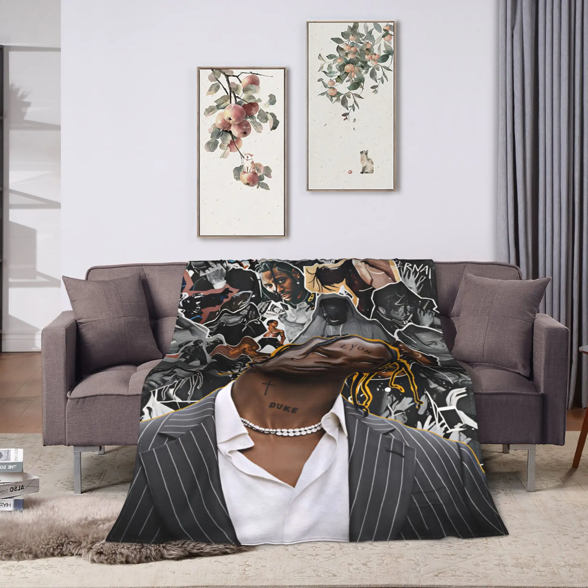 Super Warm Blanket Travel Travis Utopia Scotts Rapper Throw Blanket  Flannel Bedspread For Couch Chair Sofa Bed Sofa Bed Cover