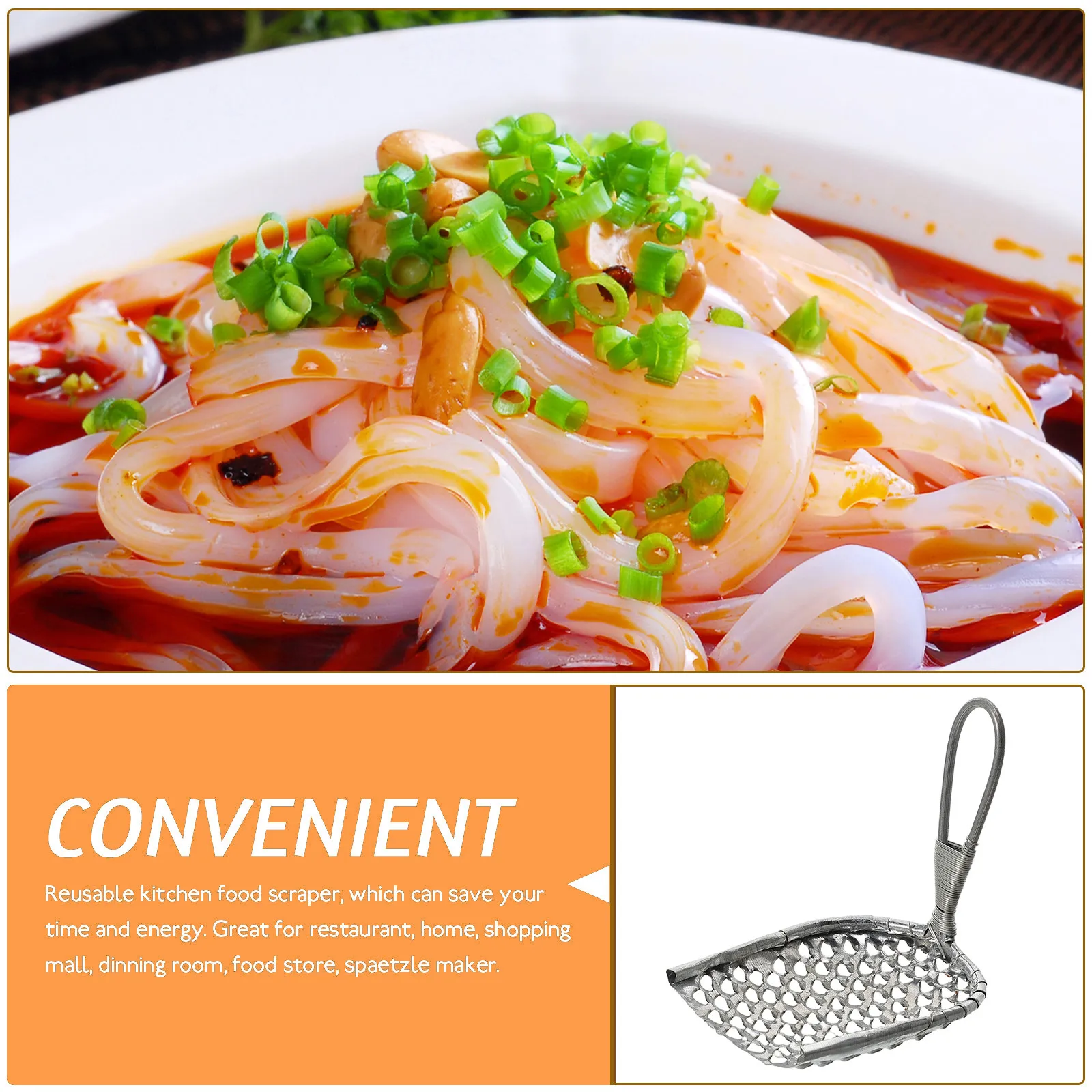 Stainless Steel Noodle Scraper Cold Noodle Jelly Scraping Tool Household Manual Kitchen Fruit Scraper Stainless Steel Tool