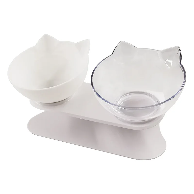 

15 Tilted No-Slip Cat Bowls Pet Double Bowl Cat Dog Food Water Feeder