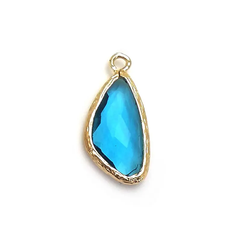 10PCS 23x11MM High Quality Champagne Gold Color Brass and Glass Irregular Drop Shape Charms Pendants Diy Jewelry Accessories