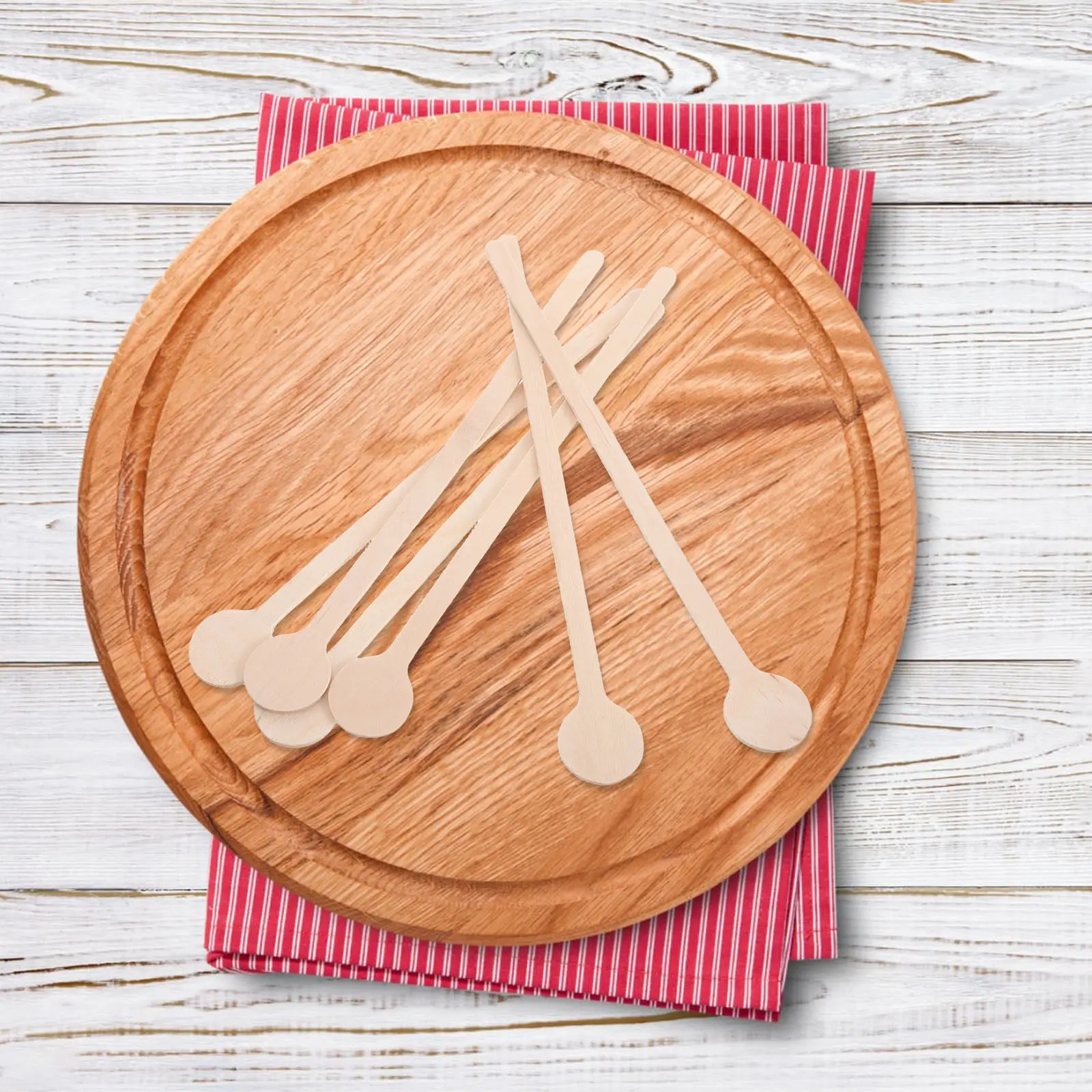 

100 шт. круглых деревянных палочек для размешивания кофе, чая, молока, коктейлей, многоразовые деревянные мешалки для напитков