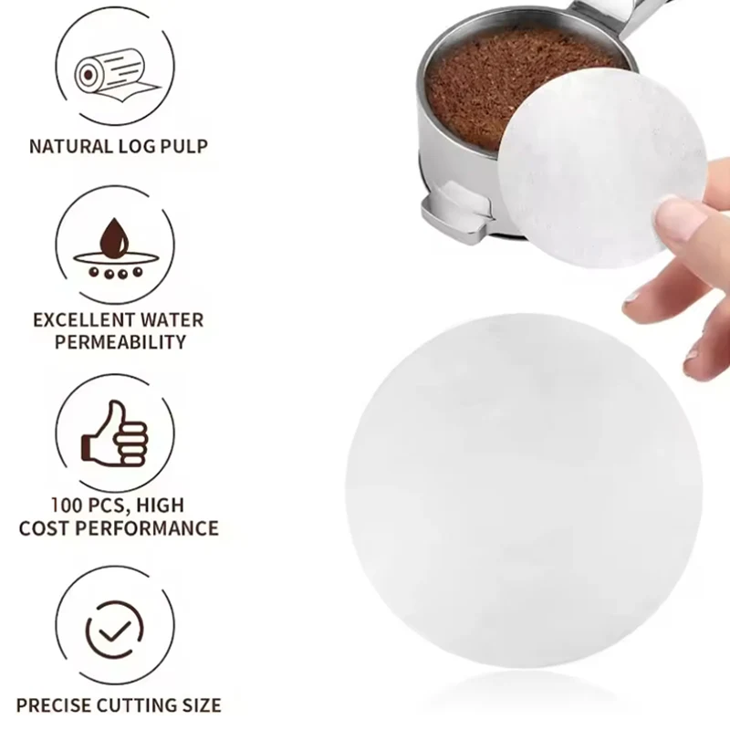 100 قطعة من ورق فلتر القهوة الأبيض المستدير، مرشحات ورق الإسبريسو للاستعمال مرة واحدة، أوراق القهوة البديلة لعشاق القهوة #4