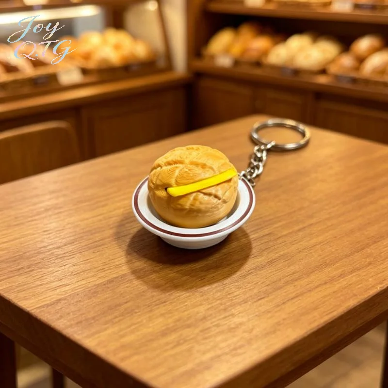 1PCS Realistic Butter Toast Fidget Clicker Toy Keychain Desktop Stress Relief Push Button Office Desk Decor Cute Food Figurine