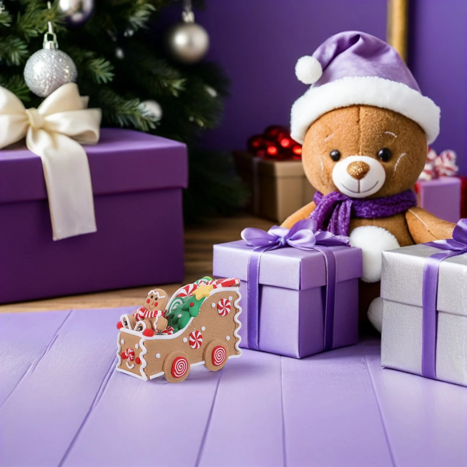 

Gingerbread Sleigh Statue Holiday Tabletop Centerpiece Pvc Christmas Decor Gingerbread Man Ornament Xmas Sleigh Party Decoration