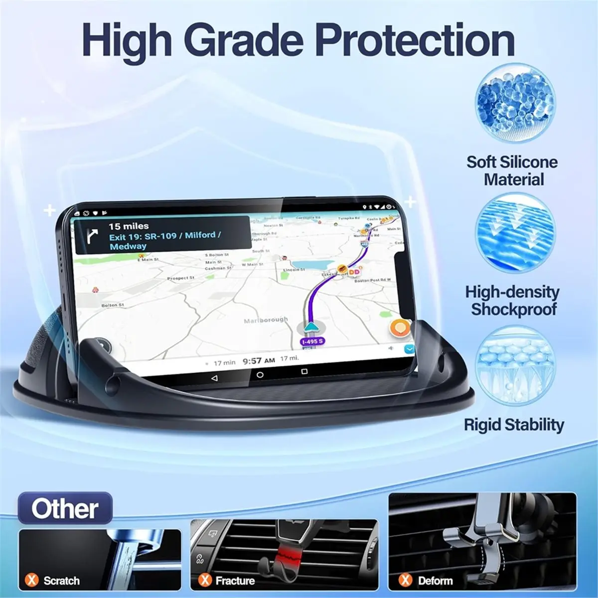 A86G NEW Car Phone Holder,Car Phone Mount Car Pad Mat for Various Dashboards,Slip Free Desk Phone Stand for Smartphones Devices