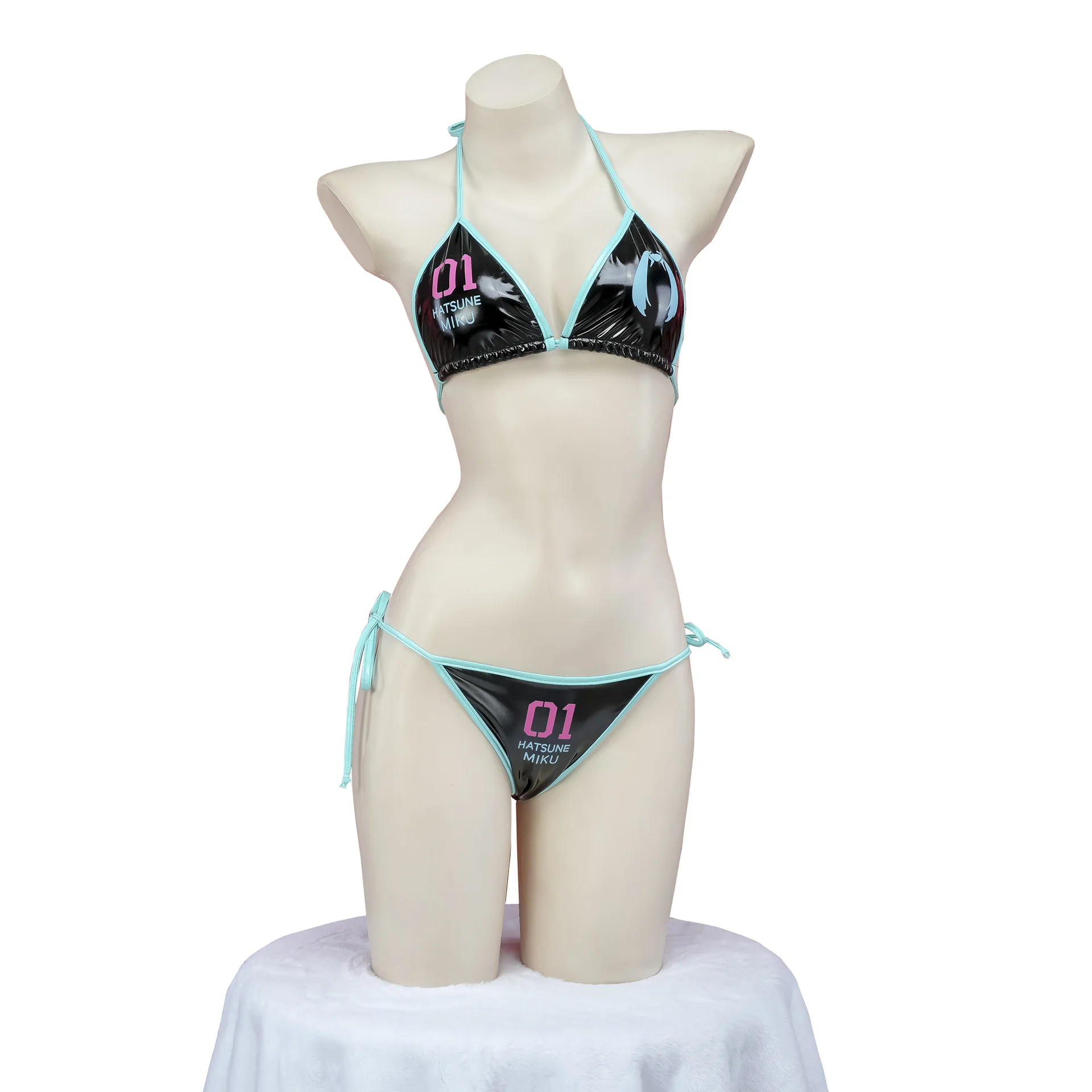 Anime Japanese Cute Girl Cosplay Costume Leather Bikini Set Mini Underwear Backless Bandage Nightwear Cartoon Swimsuit Outfits view 2