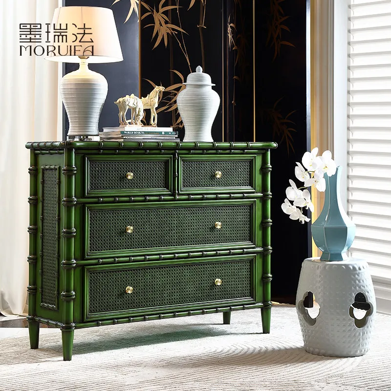 Vintage Solid Wood Sideboard, French Style Chest of Drawers, Designer Storage Cabinet for Entryway Bedroom Balcony Furniture