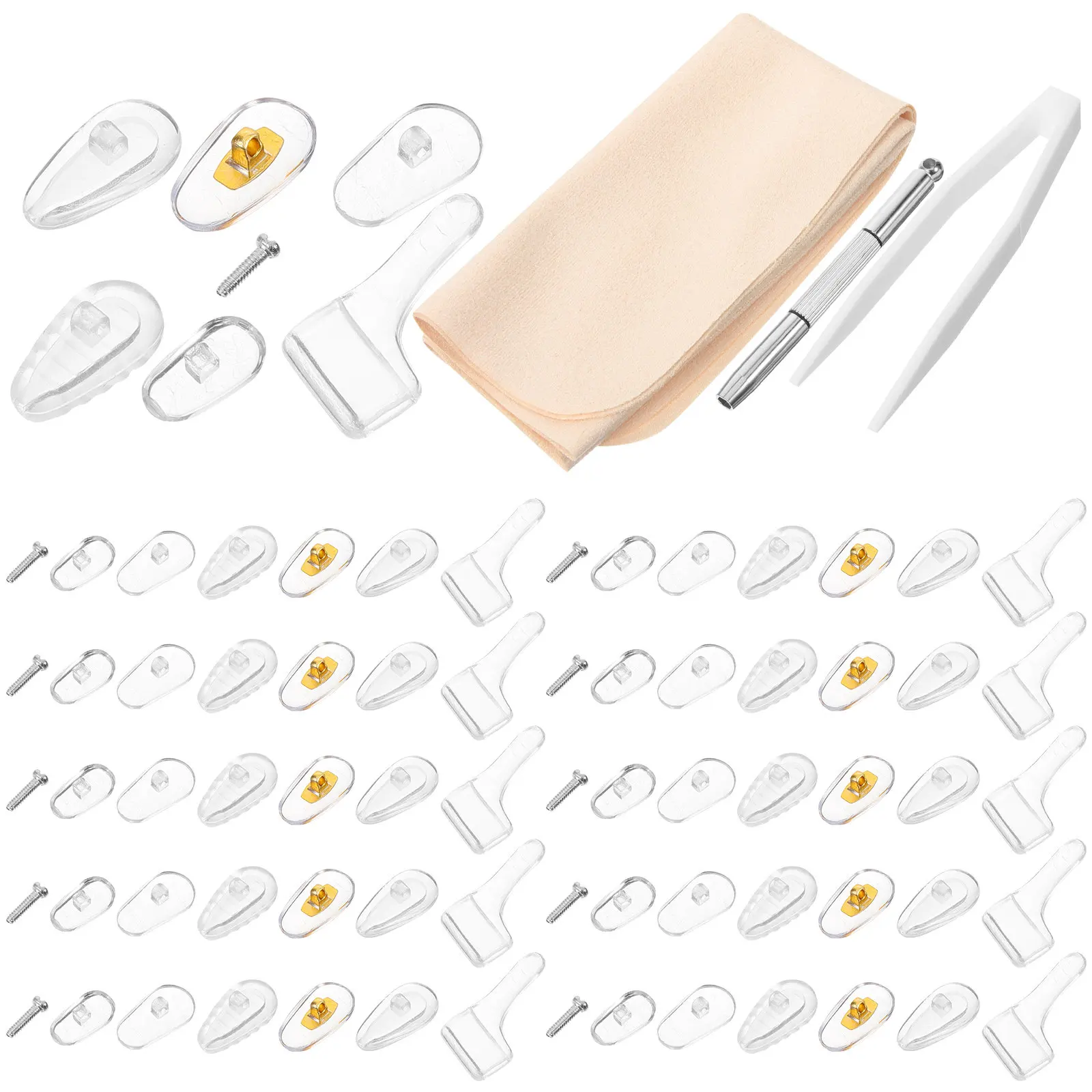 1Set Eyeglass Repair Kit Sturdy Glasses Screws Nose Pads Professional DIY Eyewear Repair Accessories Sunglasses Fixing Tool Kit