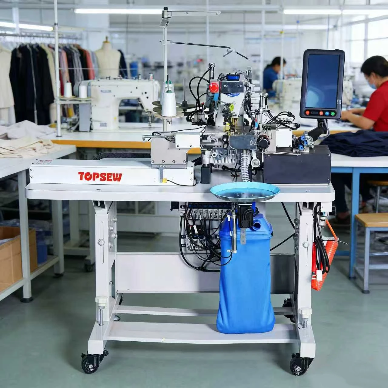 ATV&UTVIndustrial Programmable Motor Metal Sewing Machine for Pants Leg Hemming Fast Trimming Waste Collection High Productivity
