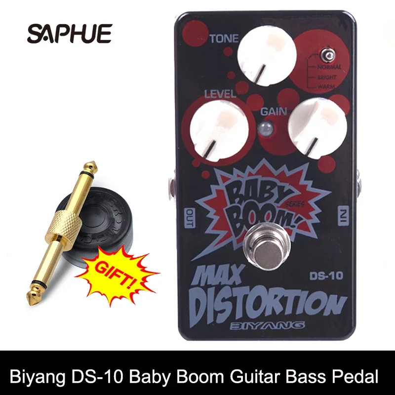 Biyang-Electric Guitar Bass Pedal, True Bypass with Pedal Connector, Max Distortion Effect, Baby Boom, DS-10, 3 Modes