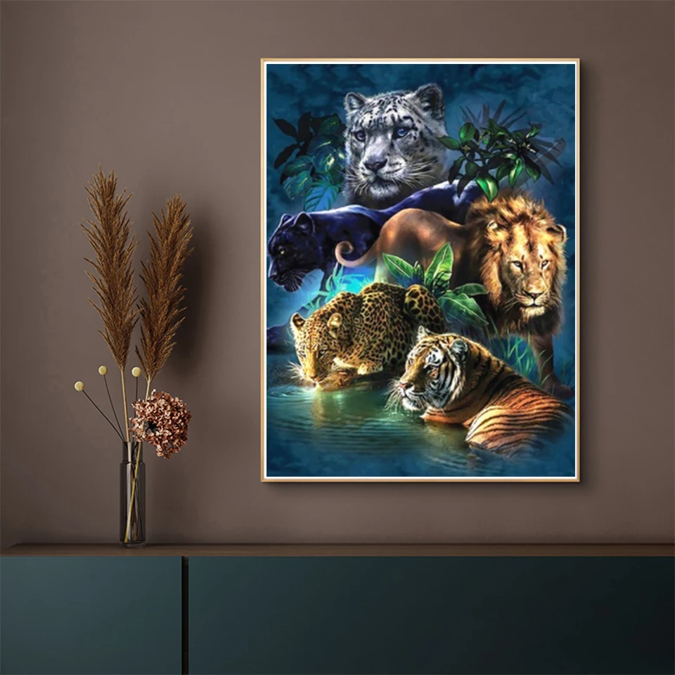 AB 90 Colors Diamond Painting DIY 5D Animal Picture Full Embroidery Leopard Cross Stitch Gift Mosaic Art Decor Kit Hobby