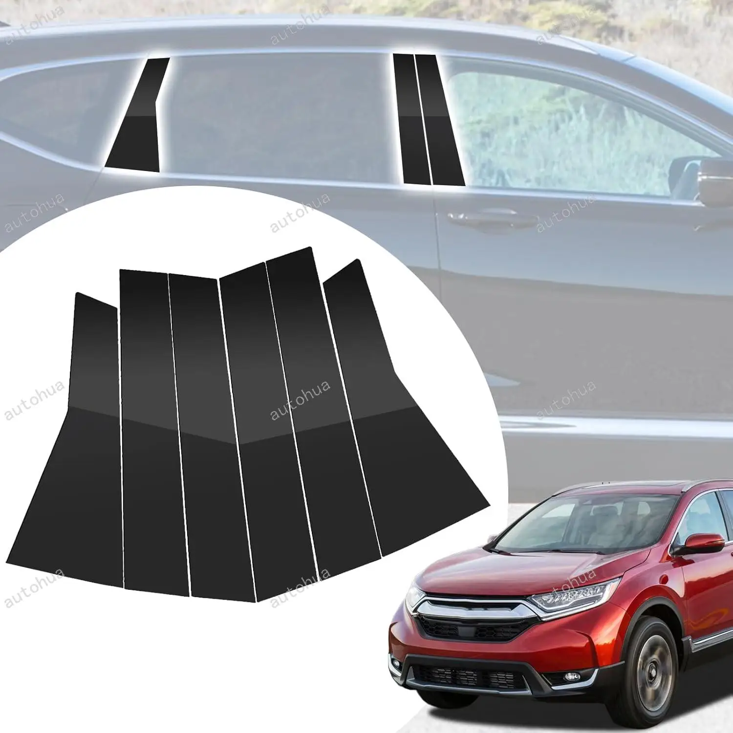

Door Pillar Post Trim for Honda CRV 2017-2022 Side Door Pillar Anti Scratch Glossy PC Stickers Cover Moldings 6-pcs