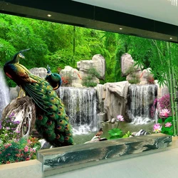 Grande 5d pittura diamante fai da te Bamboo Forest Rockery pavone paesaggio mosaico trapano completo diamante ricamo decorazione della casa X918