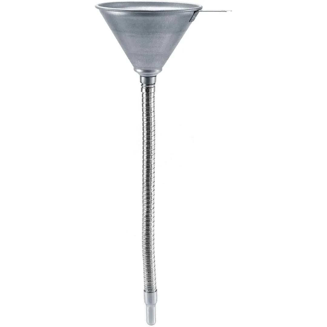 

Iron Oil Funnel with Strainer Screen and Extended Reach Spout for Workshop Fluid Handling and On-Site Maintenance Tasks