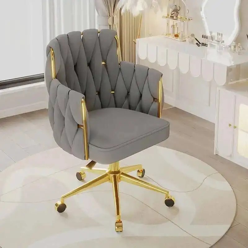 Modern Office Chairs Luxury Light Velvet Backrest Comfortable Chairs For Nail Salon Dressing Table Armchair Living Room Chair
