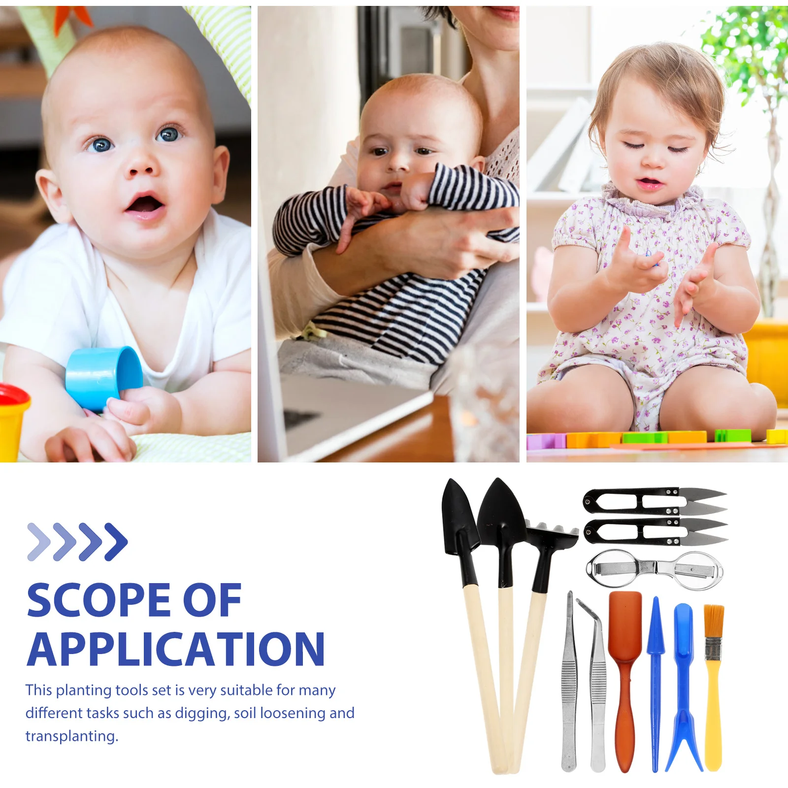 1Set Garden Tools Set Small Gardening Hand Tools for Transplanting Soil Loosening Flowerpot Planting Metal and Wooden Trowel