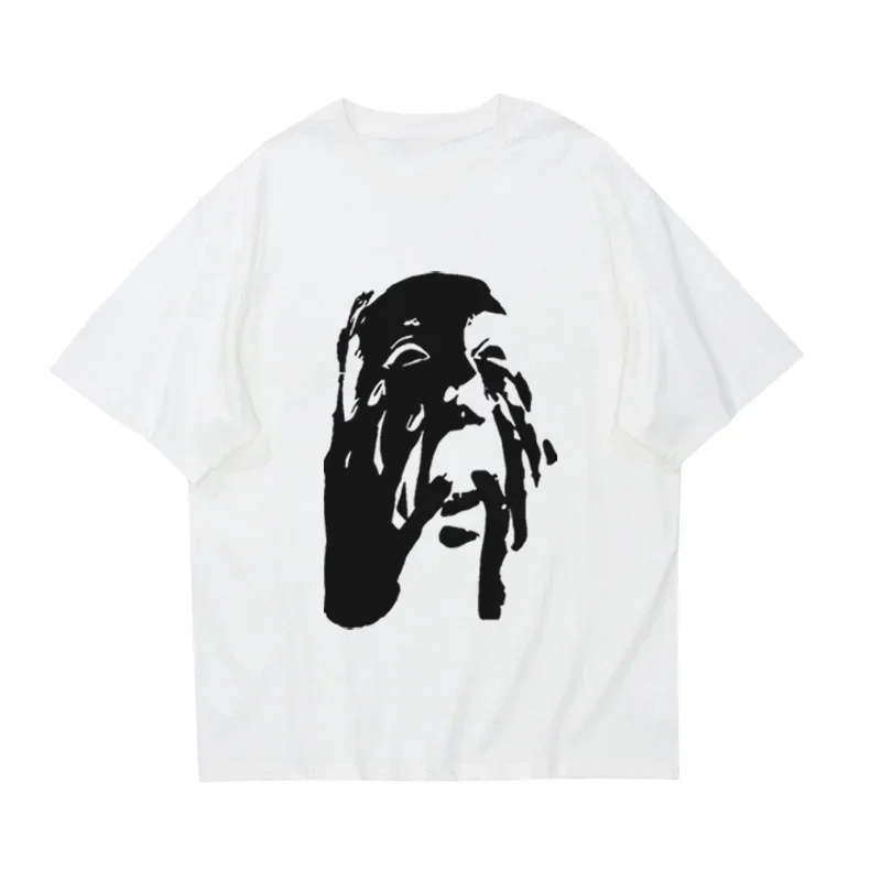 

2025 Grunge Hip Hop Harajuku Graphic Print Cotton T-shirt Rock Goth Streetwear Short Sleeve T-shirt Punk Top Casual Tee