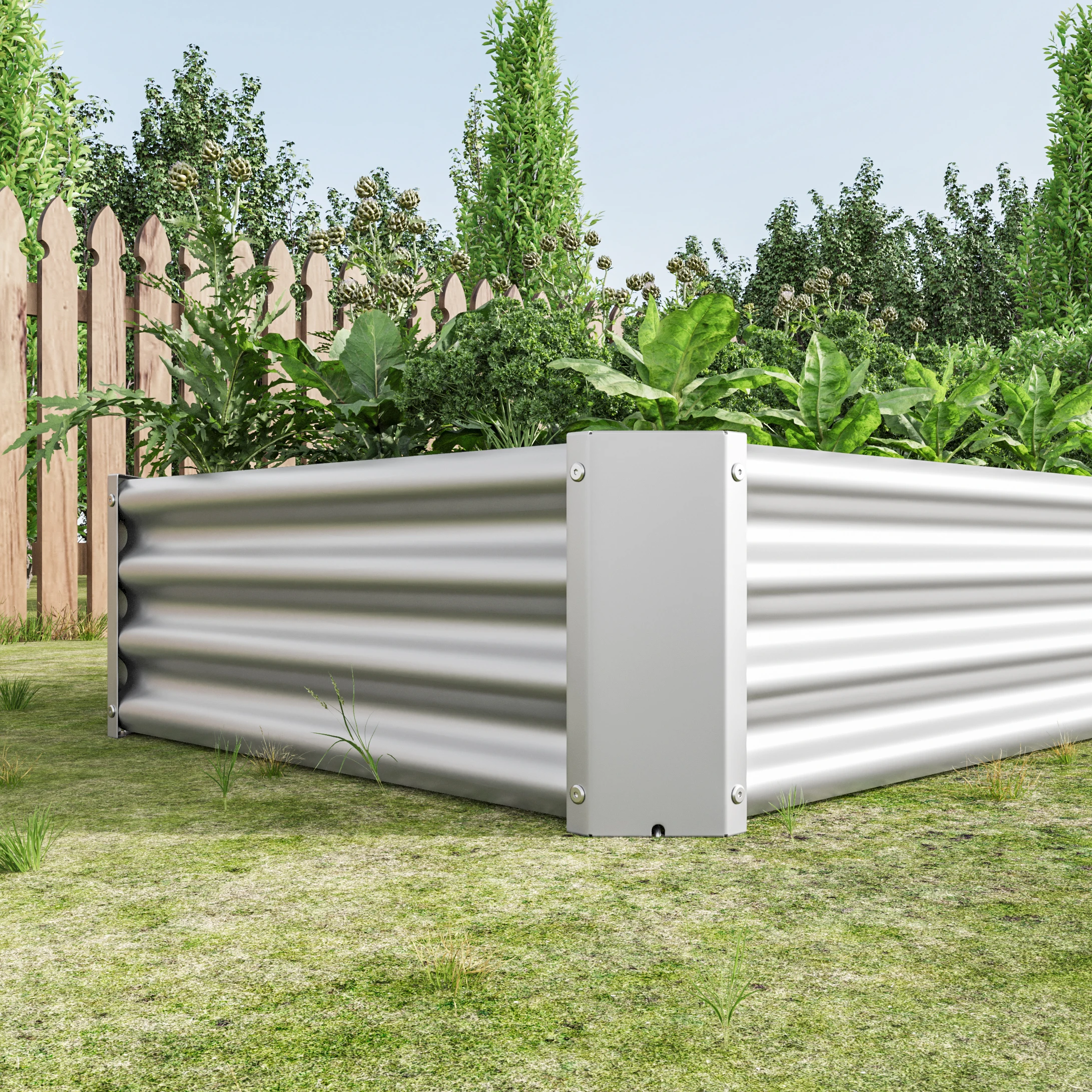 Raised Garden Bed Outdoor, 631ft , Metal Raised  Rectangle Planter Beds for Plants, Vegetables, and Flowers - Silver