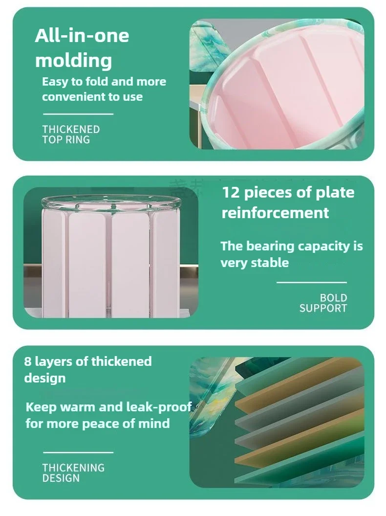 Excellent 80cm Thickened Collapsible Tub Double Discharge Water Easy Installation Household Bath Full Body Bath Long-term Lock T