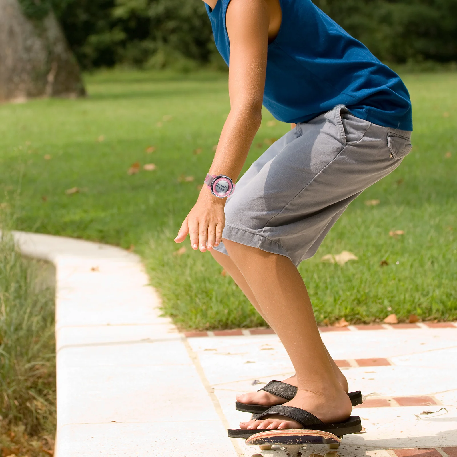 1 قطعة ساعة مقاومة للماء كارتون زهرة نمط ساعة اليد الإلكترونية ساعة رقمية جميلة للمدرسة في الهواء الطلق