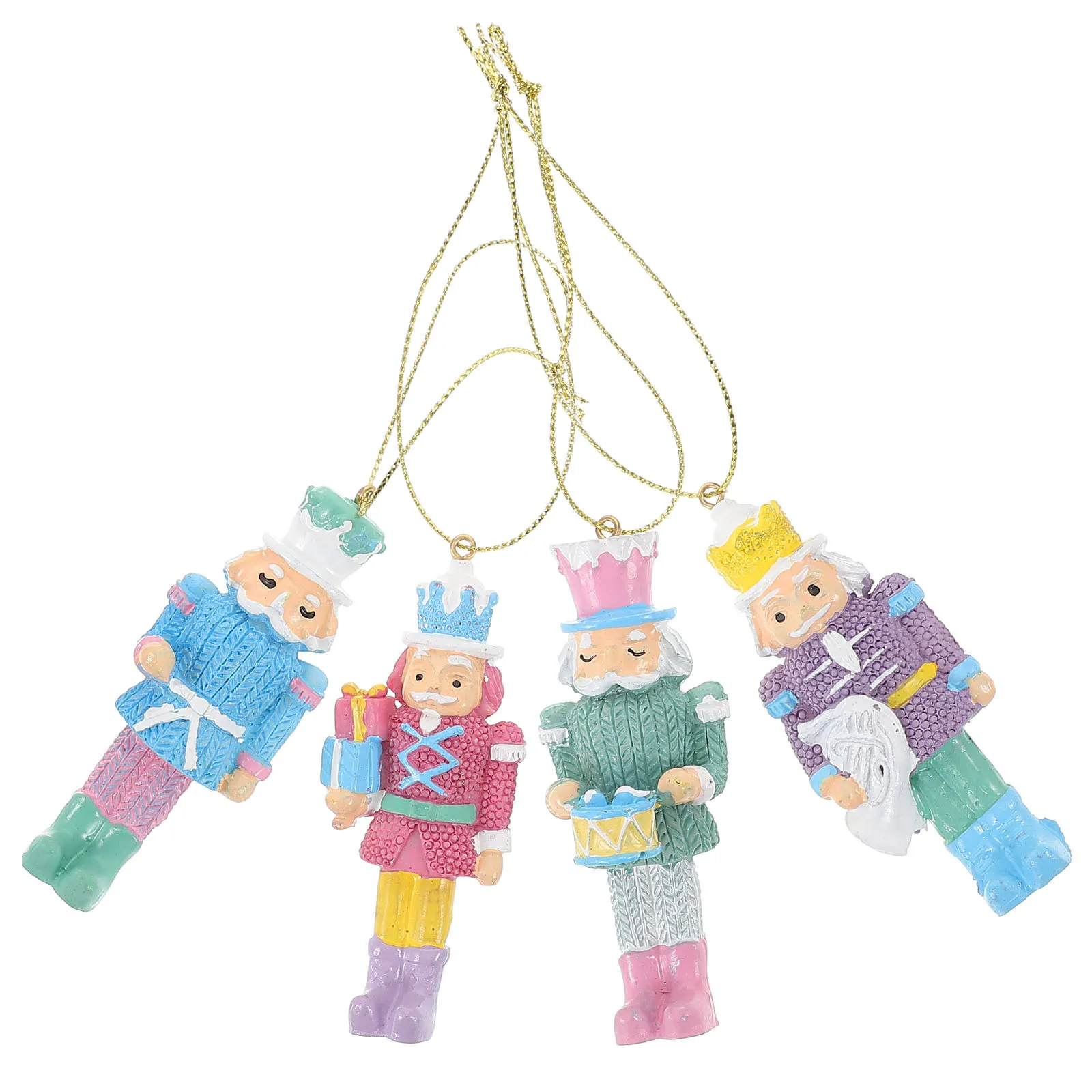 

4pcs Resin Nutcracker Hanging Ornament Christmas Decoration For Xmas Tree Home Festival Decor Nutcracker Puppet Xmas Gift