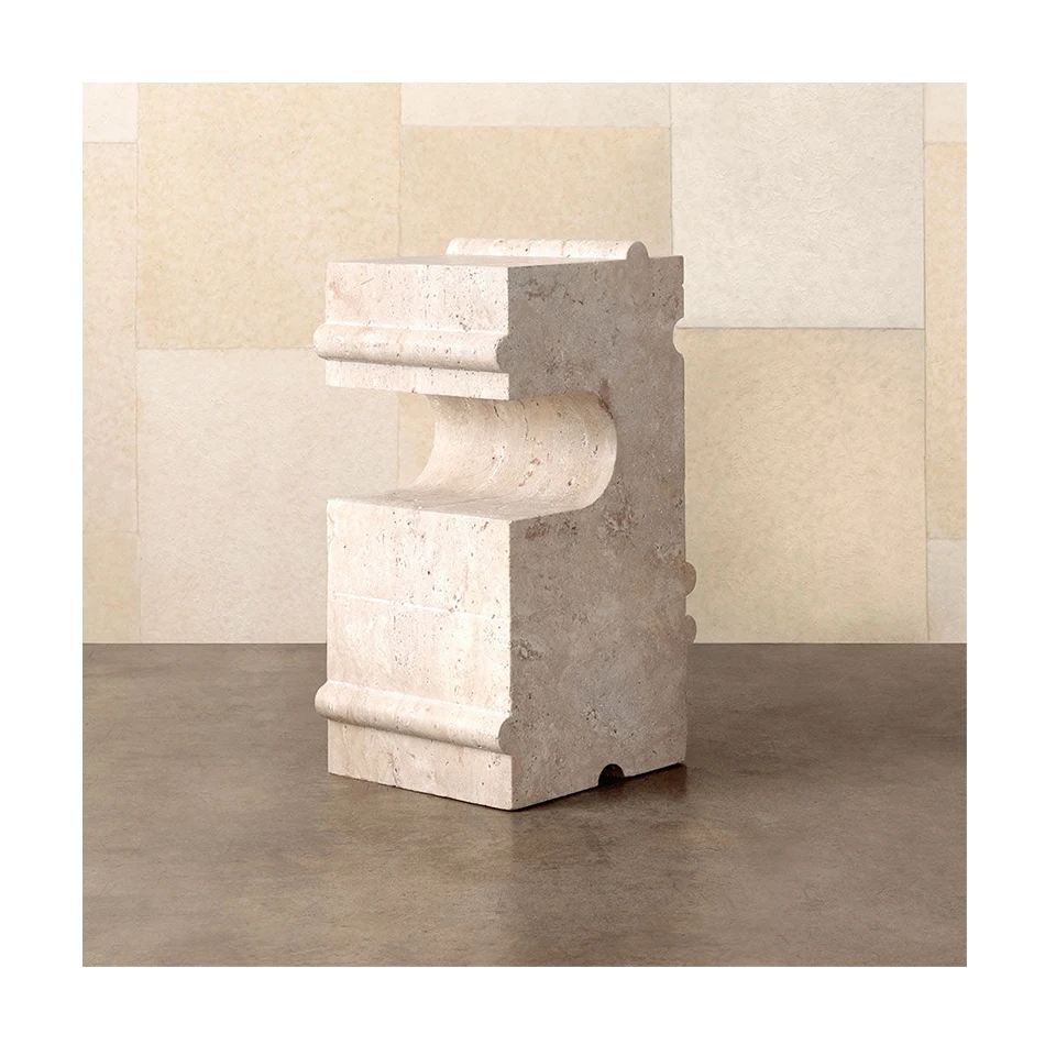 &d Italian r Style Natural Travertine Column Side Table Creative Carving Casual Living Room Coffee Table Side s  Personality