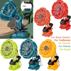 For Makita Milwaukee Bosch Dewalt Ryobi Black & Decker Craftsman 18V Li-ion Battery Fan With Clip USB Household Outdoor Workshop