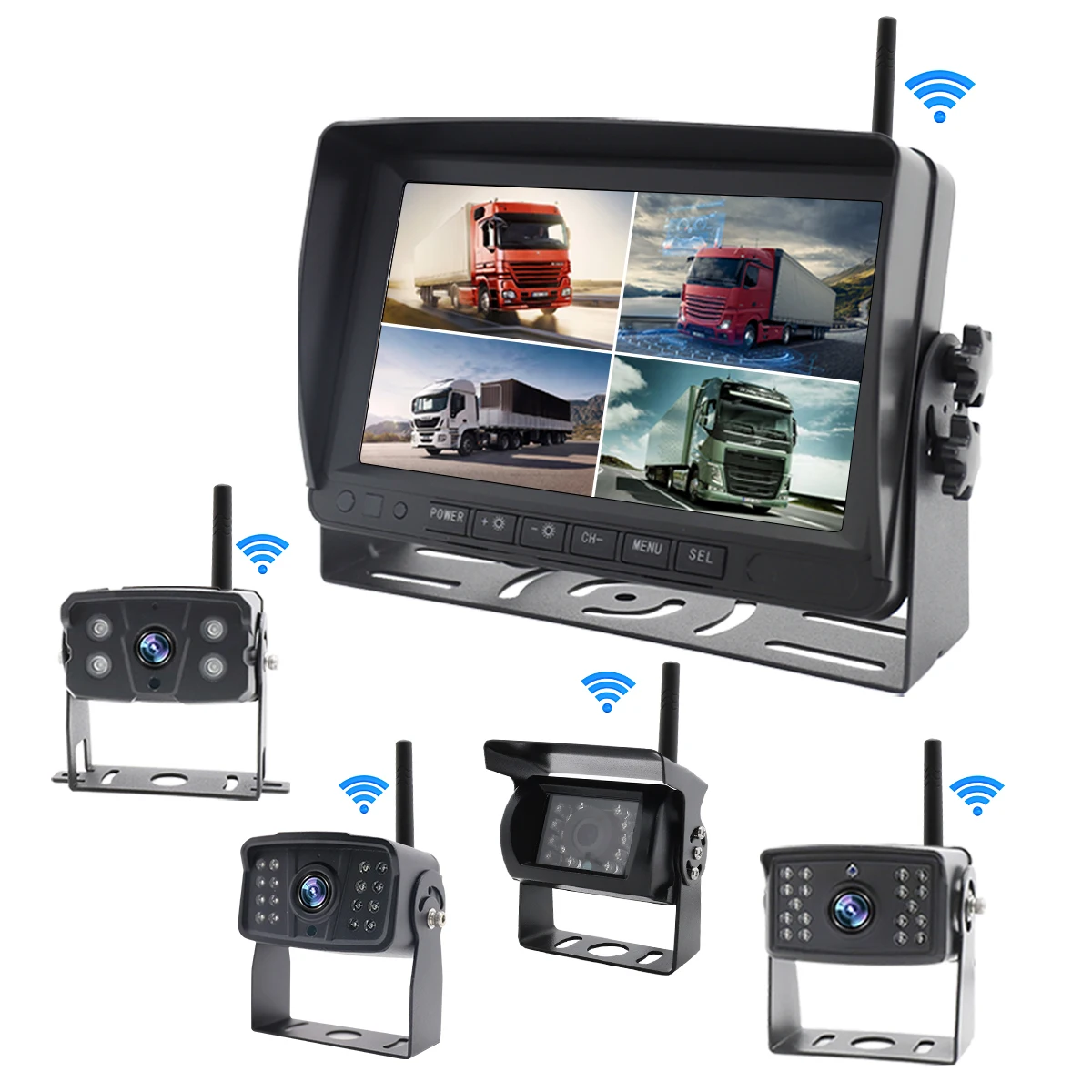 【Hot Selling】10.1 Inch Rear View DVR Recording   4pcs Wireless Truck   System for Forklift Truck   System