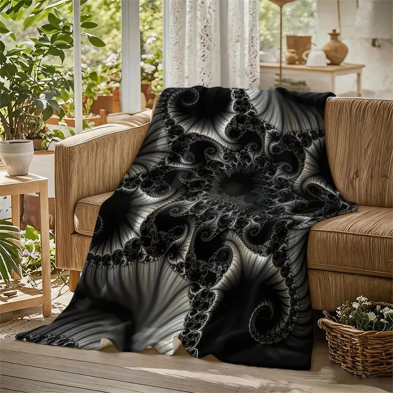 Fractal Mandelbrot Flannel Blanket Perfect for Sofa Office Bed Travel Sleep Read Relax Camping Four Season Use
