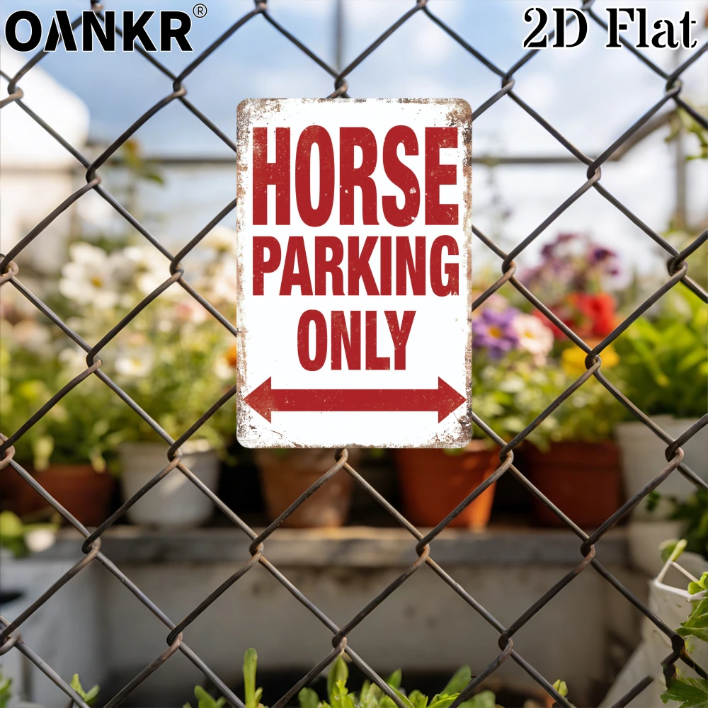 Vintage Warning Art Metal Tin Sign, Horse Parking Only Metal Signs for Man Cave Garage Farm Bar Garden Home Wall Decor Plaque