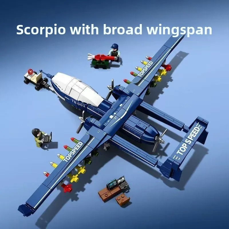 

SEMBO BLOCK Military UAV Twin Scorpion Drone Aircraft Building Blocks Model Toy Gift for Boys 202273