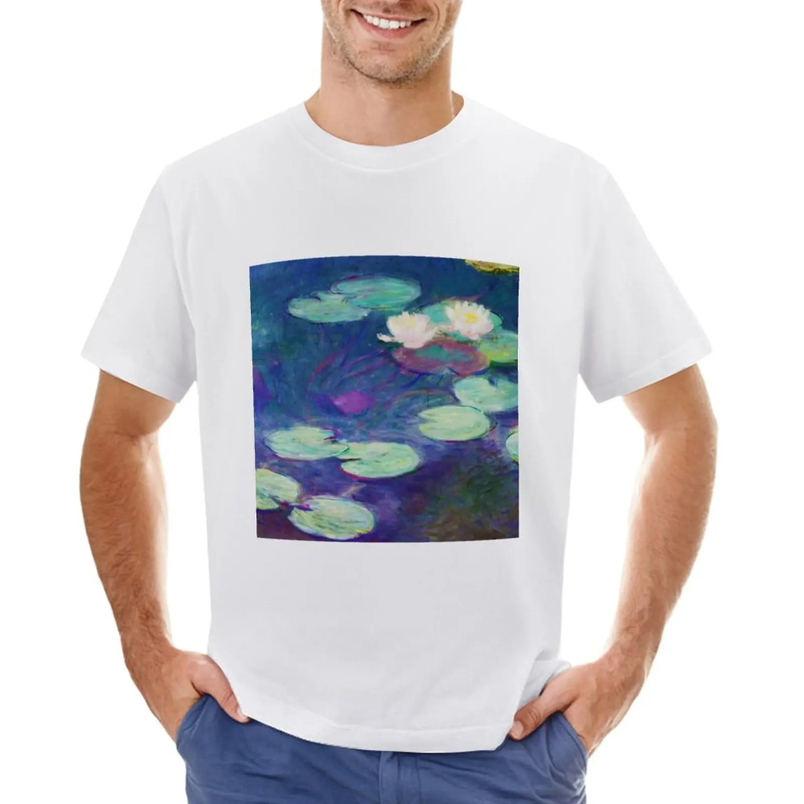 Digital Art essay: Claude Monet Nymphéas, 1897-1899 T-shirt anime summer clothes mens graphic t-shirts pack