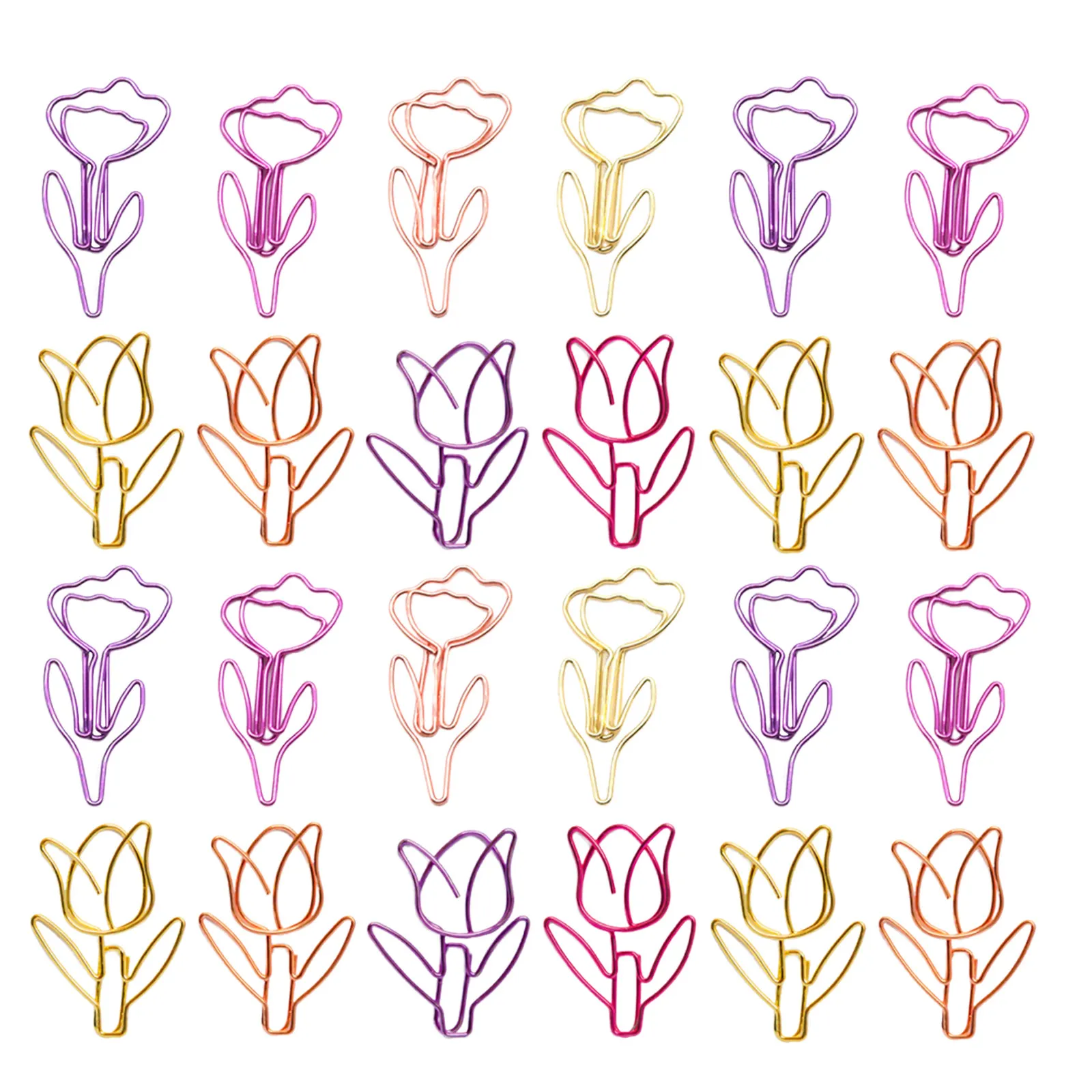 

80 шт. цветных скрепок в форме тюльпанов для планировщиков, милые канцелярские принадлежности для офиса и школы