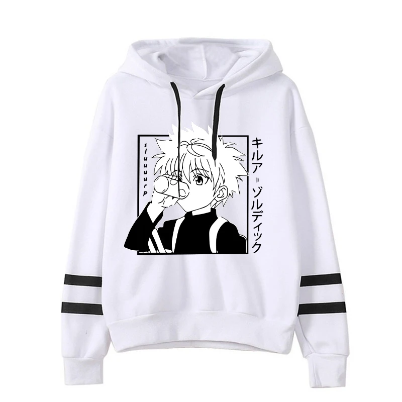 New Anime Killua Zoldyck Pattern Print Hoodies Men Women Fashion Casual Sports Stripe Sweatshirts Ladies Pullovers Tops