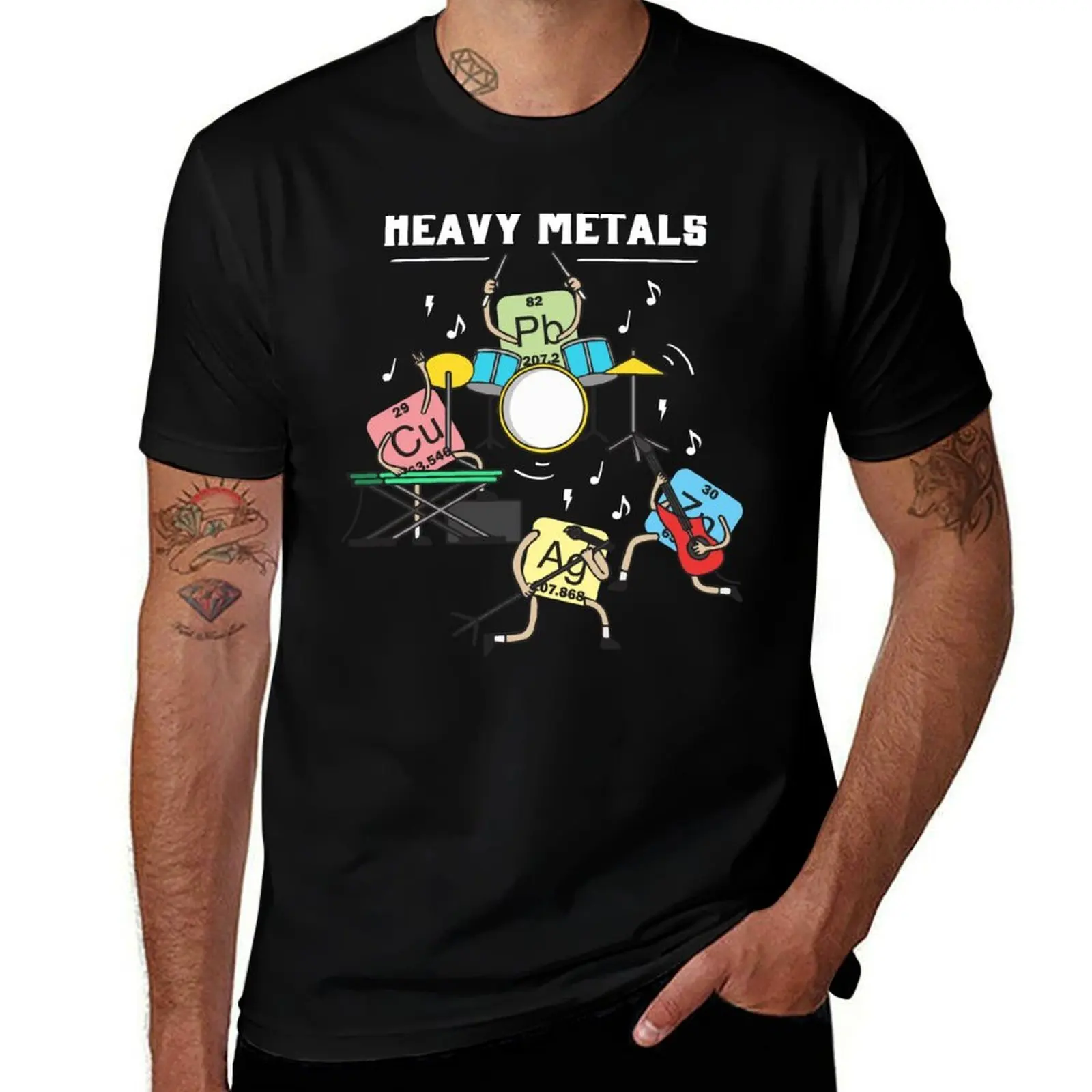 

Heavy Metals Rock Chemistry Physics Periodic Table of Elements T-Shirt Everyday Wear Basic Short Sleeve Top