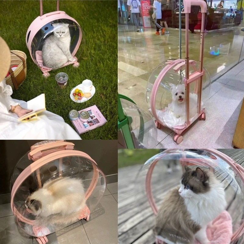 

Cat Bag Out Trolley Case Dog Space Capsule Pet Portable Backpack Winter Large Capacity Cat Suitcase