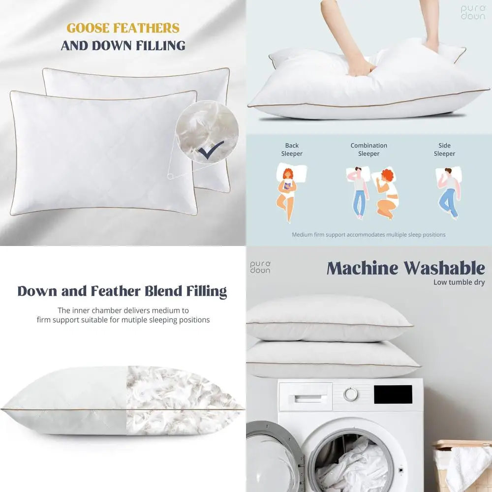 

Роскошные подушки King-Size с наполнителем из гусиного пуха, с хлопковым чехлом и ромбовидной строчкой, комплект из 2 штук