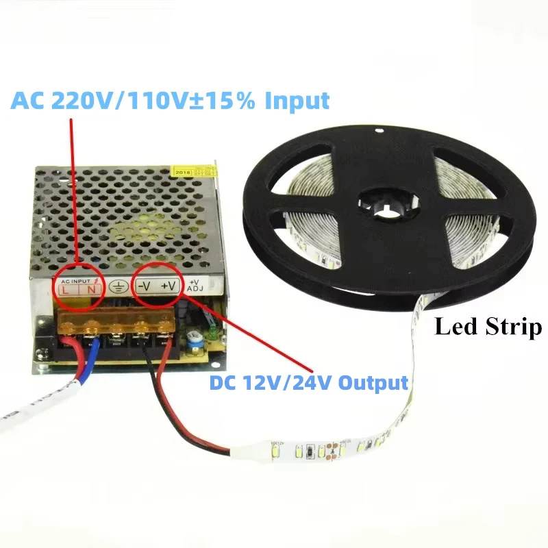 15W 24W 60W 120W Switching Power Supply Light Transformer AC110V 220V To DC 12V 24V Power Supply Source For Led Strip CCTV