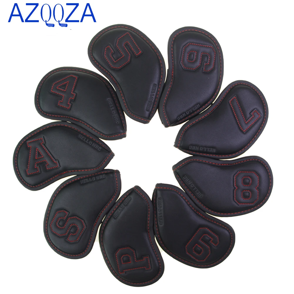 9pcs/set Golf Club Headcover Golf Iron Cover Accessories  Closure PU Leather water proof