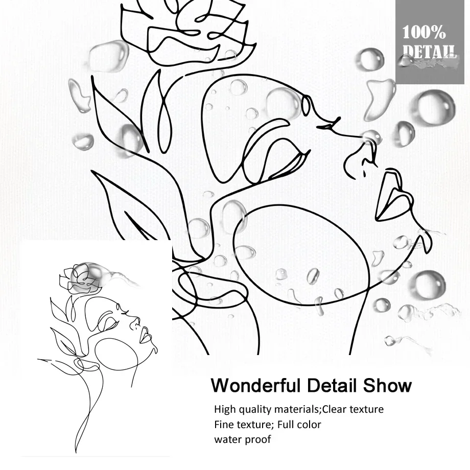 خطوط مجردة للنساء على شكل زهرة بسيطة فن جداري ، لوحة قماشية ، ملصق ، صور مطبوعة ، ديكور داخلي ، غرفة معيشة #4