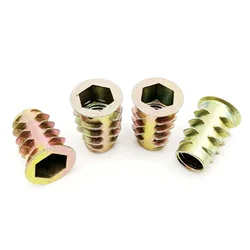 Wood Furniture Cabinet Bed Embedded Insert Nut E-Nut Thread Allen Hexagon Hex Socket Head M4 M5 M6 M8 M10 Length=8-25mm