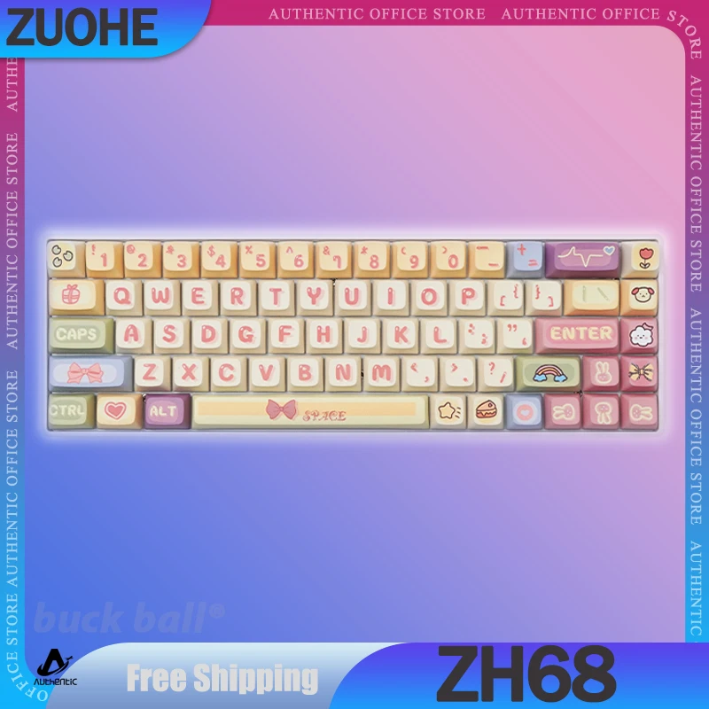 ZuoHe ZH68 Mechanical Keyboard 3Mode 2.4G Bluetooth Wireless Keyboard 68Keys RGB Customized Gaming Keyboard Accessories Gifts