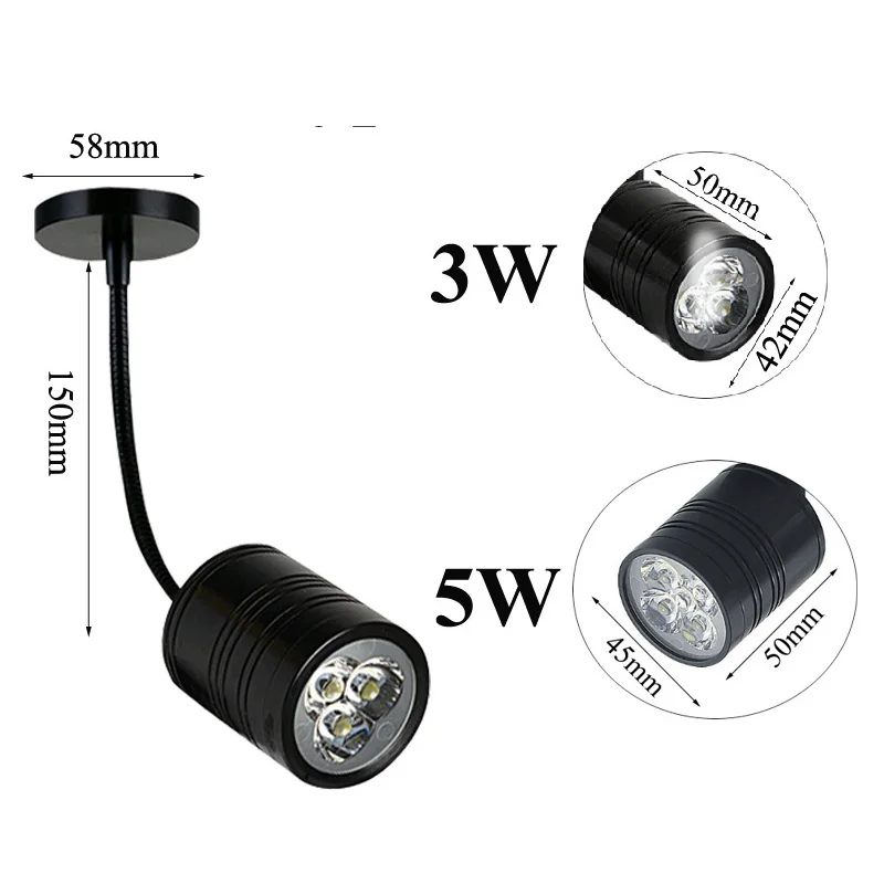 LED table desk lamp EU US Plug with Clip 3W 5W Flexible LED Reading lights Book Lamp 360 degree adjustment AC85-265V
