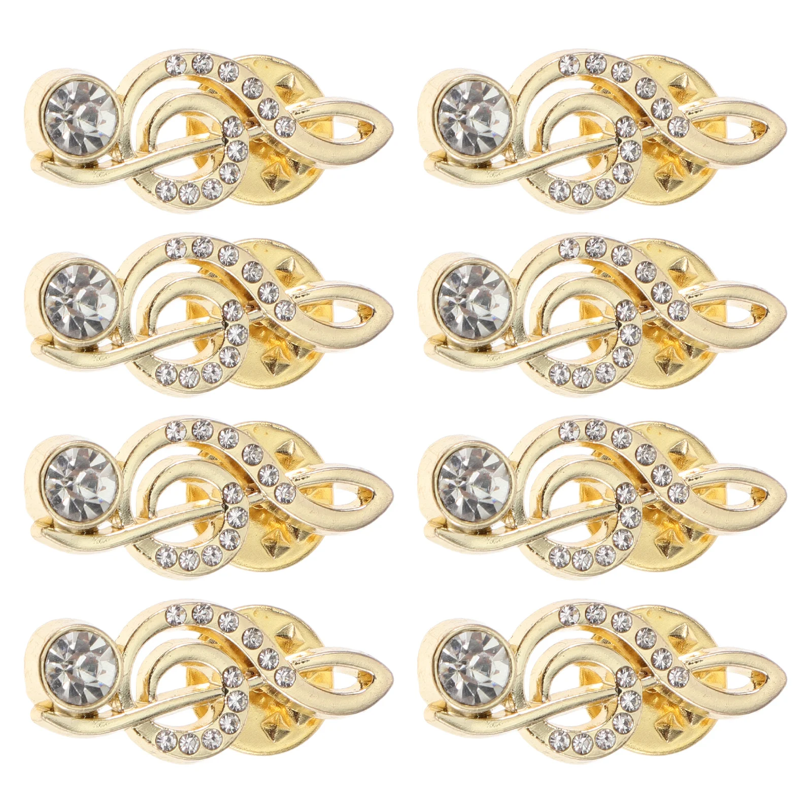 

8Pcs Elegant Music Note Brooch Rhinestone Pins for Suit Scarf Dress Wedding Jewelry Korean Fashion Musical Lapel Badge