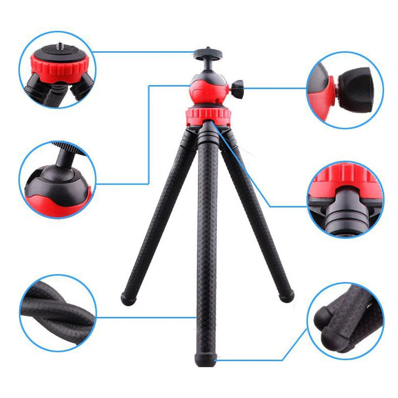 Travel Flexible Octopus Mobile Phone Tripod With Holder Adapter for iPhone DSLR Digital Camera Nikon Gopro Mini Gorillapod