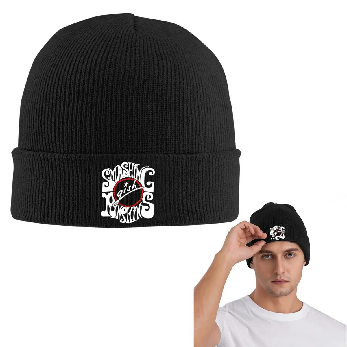 Smashing Pumpkins Warm Knitted Cap Fashion Bonnet Hat Autumn Winter Outdoor Beanies Hats for Unisex Adult