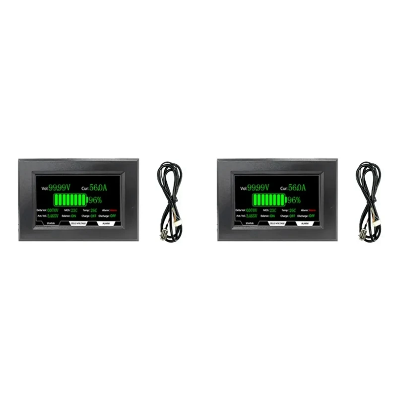 

2X JKBMS Accessory 4.3 Inch LCD Display Suitable For All JK BMS Models Cable120cm With 4 Fixed Screws Smart Accessory