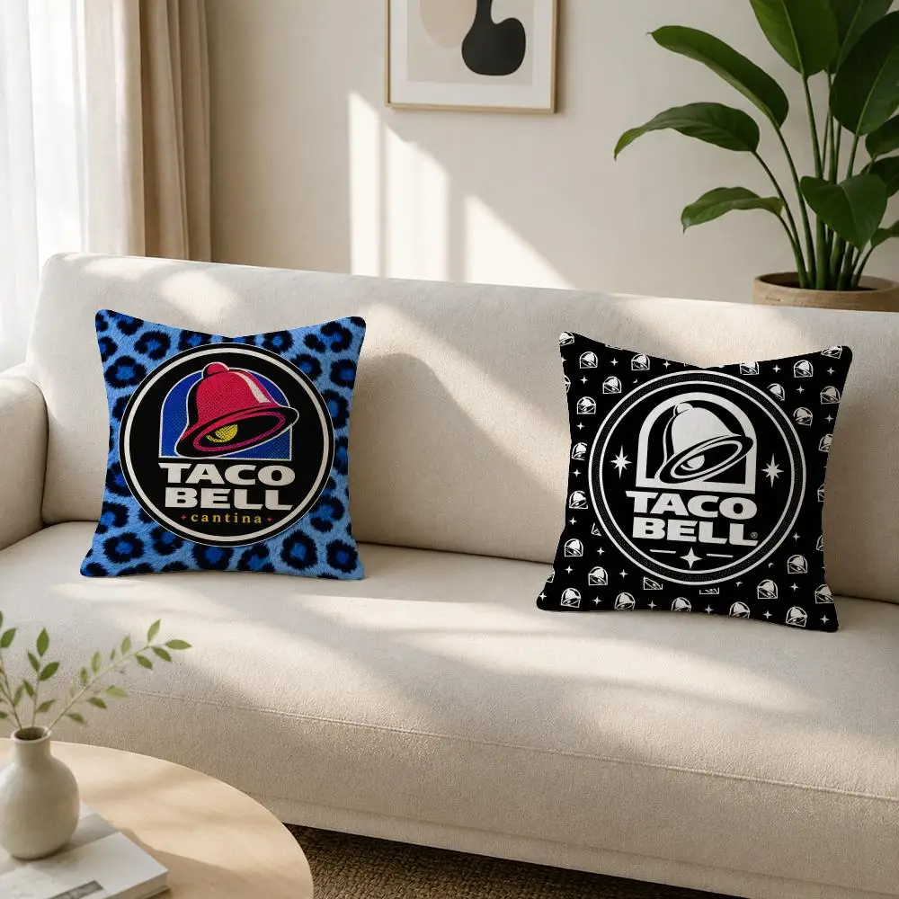 Food Brand Taco Bell Cushion Cover Soft Plush Cushion Covers Fluffy Throw Pillow Cases for Sofa Bedroom Home Decor