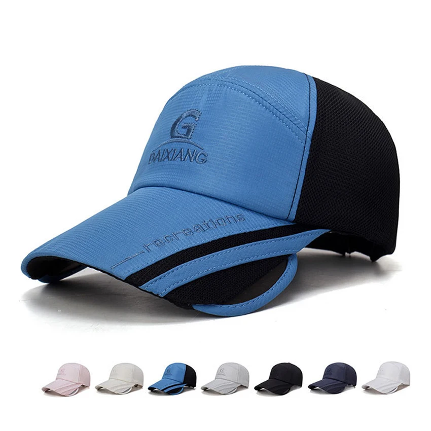 

Women Retractable Baseball Cap Hat Summer Wide Brim Sun UV Protection Mesh Visor Wide Brim Beach Fishing Hat